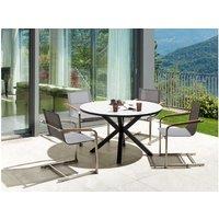Modern Aluminium 4-Seater Garden Dining Set - Weather-Resistant, Space-Saving, Glass Top