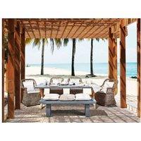 4-Seater Rattan Dining Set With Concrete Fibre Table & Cushions - Modern Outdoor Garden Furniture
