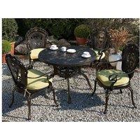 Aluminium 4-Seater Garden Dining Set With Cushions - Vintage Style, Weather-Resistant, Dark Brown