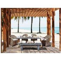 Rattan 4-Seater Garden Dining Set With Concrete Table & Cushions - Susua/Olbia, Weather-Resistant, Modern Outdoor Furniture