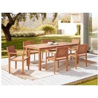 Acacia Wood 6-Seater Garden Dining Set - Baratti Outdoor Table & Armchairs, Weather-Resistant, Rustic Style