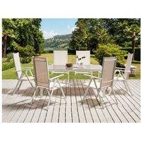 Modern Aluminium 6-Seater Garden Dining Set - Weather-Resistant Catania, Adjustable Reclining Chairs