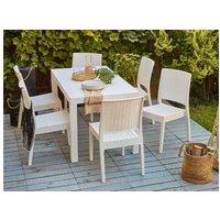 6-Seater Weather-Resistant Garden Dining Set - Fossano White Modern Outdoor Table & Chairs
