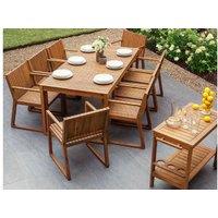 Sassari 6/8-Seater Acacia Wood Outdoor Dining Set With Trolley - Weather-Resistant Brown Garden Furniture