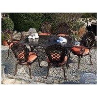 Aluminium Garden Dining Table - Vintage Style, Weather-Resistant, Seats 6, 165X102Cm, Dark Brown