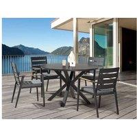 Modern Aluminium Garden Dining Table - 120Cm Round, Weather-Resistant, Seats 4