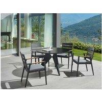 Modern Aluminium Garden Dining Table - Glass Top, Weather-Resistant, Seats 4, 110X83Cm