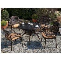 Aluminium Garden Dining Table - Weather-Resistant, Retro Style, 4-Seater, Dark Brown, 102Cm