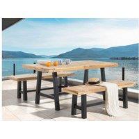Acacia Wood Garden Dining Table - Modern Black, 6-Seater, Weather-Resistant, 170Cm