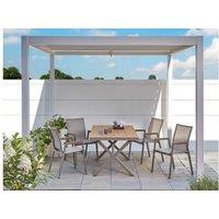 Aluminium Garden Dining Table - Weather-Resistant, 4-Seater, Modern Taupe, 160X90Cm