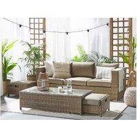 5-Seater Pe Rattan Garden Lounge Set - Brown, Weather-Resistant, No Assembly, Modern Outdoor Sofa & Table