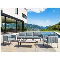 Modern 5-Seater Metal Garden Lounge Set With Table - Water-Repellent Cushions, Steel Frame, Versatile Layout