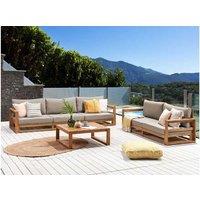 Modular Acacia Wood Garden Sofa Set - 5 Seater, Weather-Resistant, Modern Patio Lounge