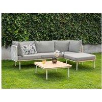 Senise Modern Grey 3-Seater Aluminium Garden Lounge Set With Ottoman & Weather-Resistant Table