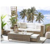 Belluno 5-Seater Weather-Resistant Faux Rattan Garden Lounge Set With Ottoman - White