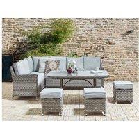 Lacona 9-Seater Pe Rattan Garden Lounge Set With Ottoman - Weather-Resistant, Modern Right Hand, Grey