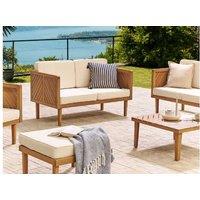 Acacia Wood 2-Seater Garden Sofa - Modern Outdoor Lounge, Weather-Resistant, Firm Cushions