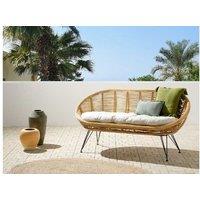 Natural Rattan 2-Seater Garden Sofa - Boho Indoor/Outdoor, Weather-Resistant, Stackable
