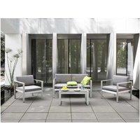 Salerno 2-Seater Modern Aluminium Garden Sofa - Weather-Resistant, Light Grey