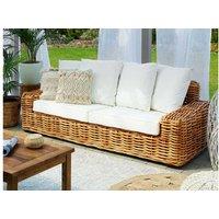 Forli 3-Seater Rustic Rattan Garden Sofa - Natural, Handcrafted, Cushioned Outdoor Seating