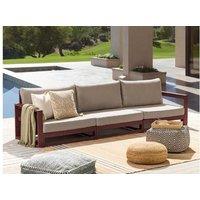 Modern 3-Seater Modular Acacia Garden Sofa - Weather-Resistant, Wooden Outdoor Lounge, Plush Cushions
