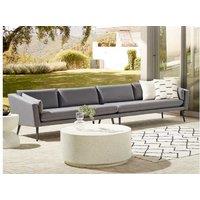 Modern Aluminium Garden Sofa 4 Seater - Weather-Resistant, Grey Upholstery, Indoor/Outdoor