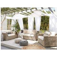 4-Seater Rattan Garden Sofa Set - Light Brown, Weather-Resistant, Modern Patio Furniture