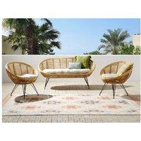 4-Seater Rattan Garden Sofa Set - Natural Boho, Iron Frame, Indoor/Outdoor