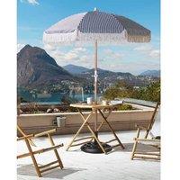 150Cm Mondello Beech Wood Garden Parasol - Uv-Resistant, Retro Tassel Market Umbrella
