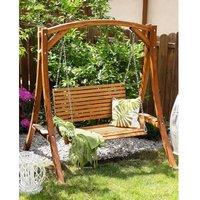 Larch Wood 2-Seater Patio Swing - Modern Garden Furniture