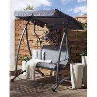 Tesero 2-Seater Modern Metal Patio Swing With Adjustable Canopy - Weather-Resistant Grey Garden Seat