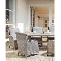 Set Of 2 Weather-Resistant Pe Rattan Garden Armchairs - Beige, Modern Outdoor Seating