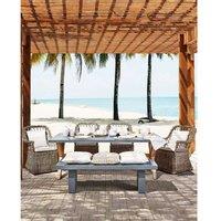 Set Of 2 Rattan Garden Armchairs With Cushions - Natural, Boho Style, Indoor/Outdoor Seating