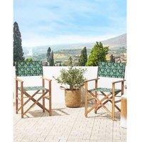 Set Of 2 Foldable Acacia Wood Garden Director'S Chairs - Weather-Resistant, 120Kg Capacity, Modern Outdoor Seating