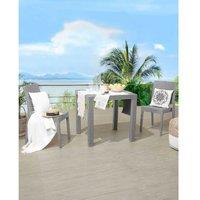Set Of 2 Modern Stackable Garden Dining Chairs - Weather-Resistant Synthetic, Light Grey