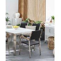 Set Of 2 Modern Pe Rattan Garden Dining Chairs - Black, Weather-Resistant, Stackable