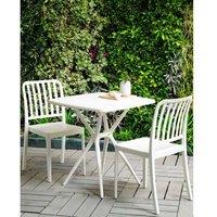 Set Of 2 White Stackable Garden Chairs - Weather-Resistant Synthetic Outdoor Seating