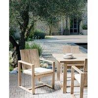 Set Of 2 Rustic Acacia Garden Chairs With Cushions - Wooden Outdoor Seating