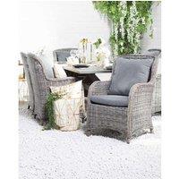 Set Of 2 Grey Pe Rattan Garden Chairs With Cushions - Modern Weather-Resistant Outdoor Seating