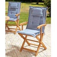 Set Of 2 Foldable Acacia Wood Garden Chairs With Cushions - Weather-Resistant, Space-Saving Outdoor Seating
