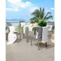 Set Of 4 Stackable Outdoor Garden Chairs - Weather-Resistant Synthetic, Modern Patio Seating