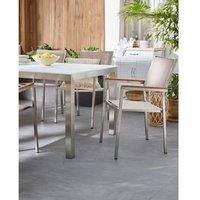 Set Of 4 Modern Stainless Steel Stackable Garden Chairs - Beige, Weather-Resistant, No Assembly