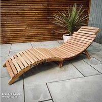 Acacia Wood Reclining Sun Lounger with Foldable Design & Grey Cushion - Weather-Resistant Outdoor Garden Furniture