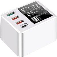 Fast Charging 4-Port USB Charger with LCD Display and Global Use