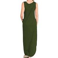 Green Women's Summer Maxi Vest Dress - Sleeveless, Relaxed Fit, Breathable Polyester