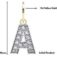 9Ct Yellow Gold Cubic Zirconia Initial Pendant Necklace - Personalised Fine Jewellery Gift