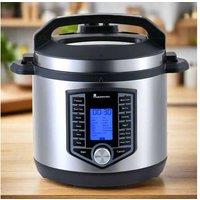 Masterpro 2-In-1 Multi-Function Air Fryer & Pressure Cooker, 1500W, 6L - Sleek Black Stainless Steel Kitchen Appliance