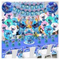 103Pcs Lilo and Stitch Decorative Balloon & Banner Set - Vibrant Paper & Latex Party Decor Kit