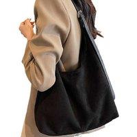 Unisex Khaki Suede Tote Bag With Purse