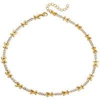 Diamond X-Shaped Titanium Steel Necklace & Bracelet Set